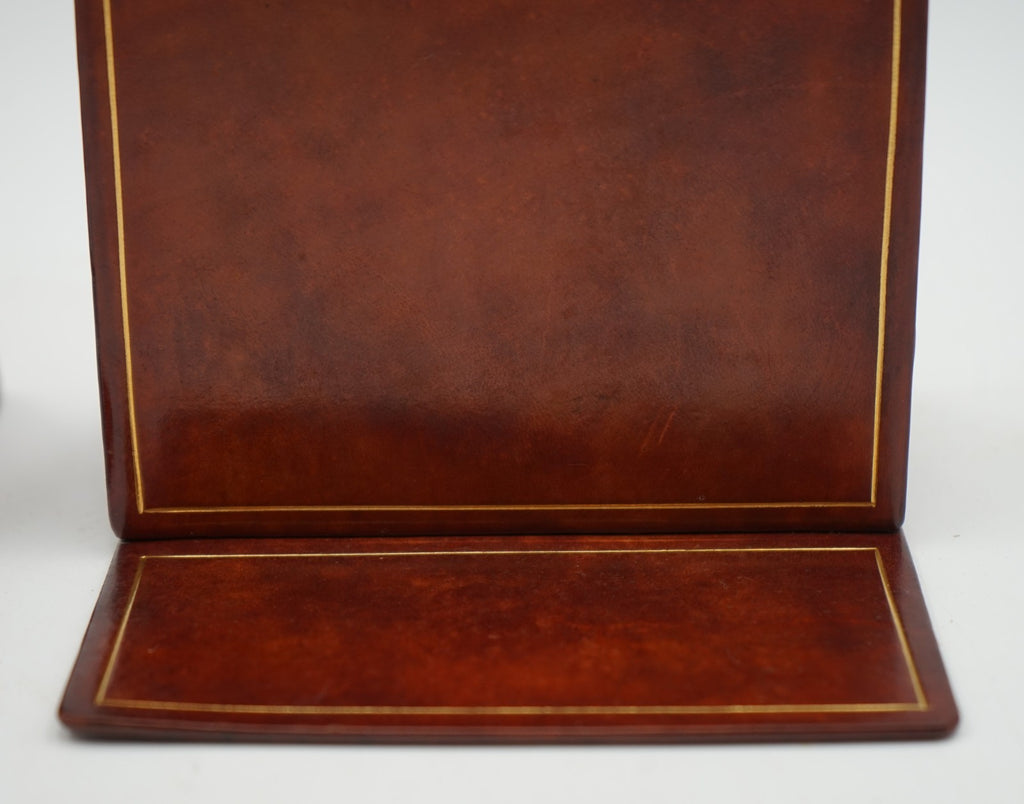 RARE PAIR OF ANTIQUE ASPREY LONDON LEATHER BOOK ENDS