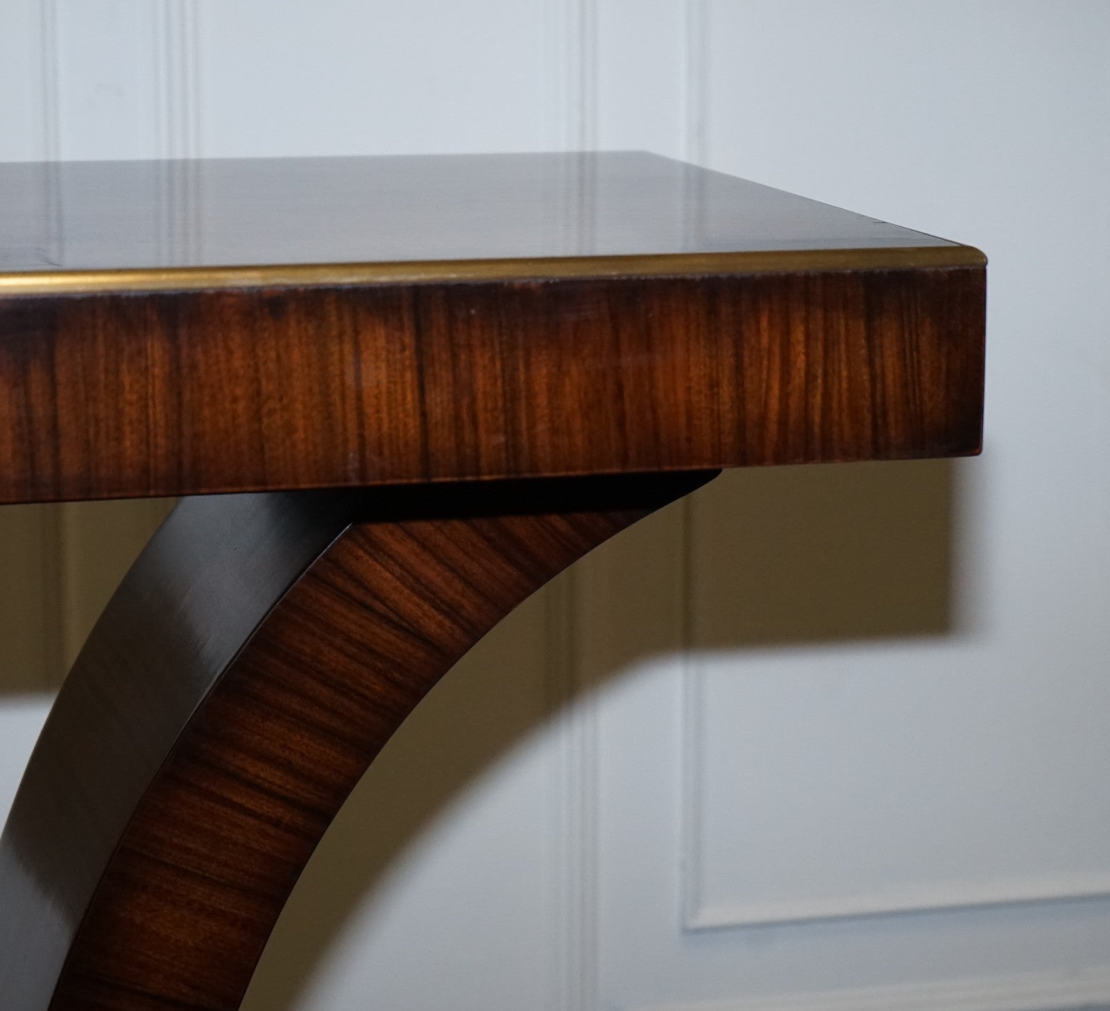 ART DECO EXOTIC MORADO & BRASS VANCUCCI SUNBURST CONSOLE BY THEODORE ALEXANDER