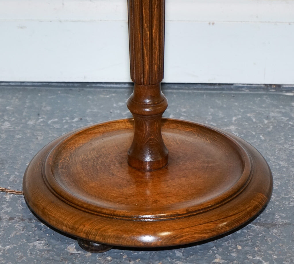 ANTIQUE 1930'S FRENCH POLISHED WALNUT STANDARD FLOOR LAMP