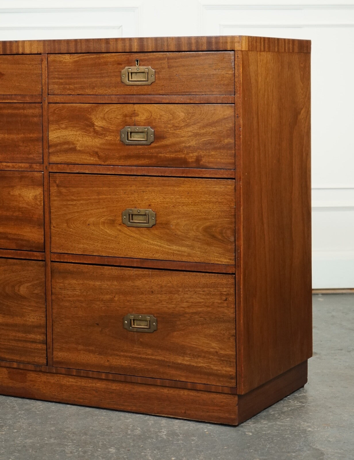 RARE ANTIQUE MILITARY CAMPAIGN MERCHANTS COUNTER SIDEBOARD GRADUATED DRAWERS
