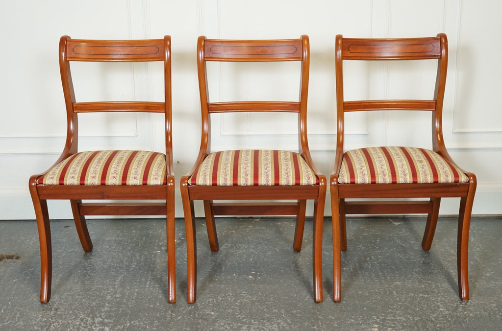 VINTAGE SET OF 8 YEW WOOD DINING CHAIRS J1