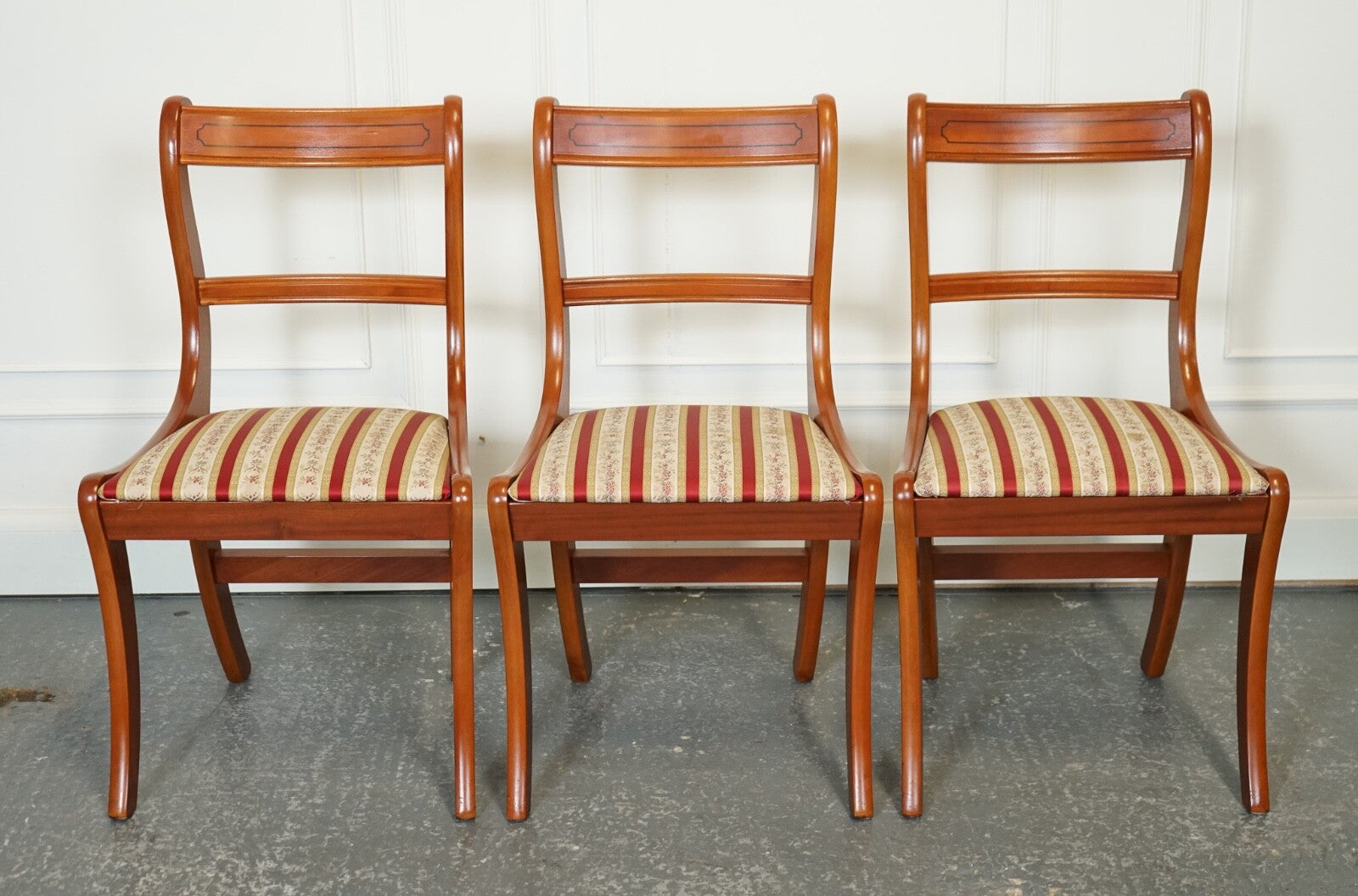 VINTAGE SET OF 8 YEW WOOD DINING CHAIRS J1