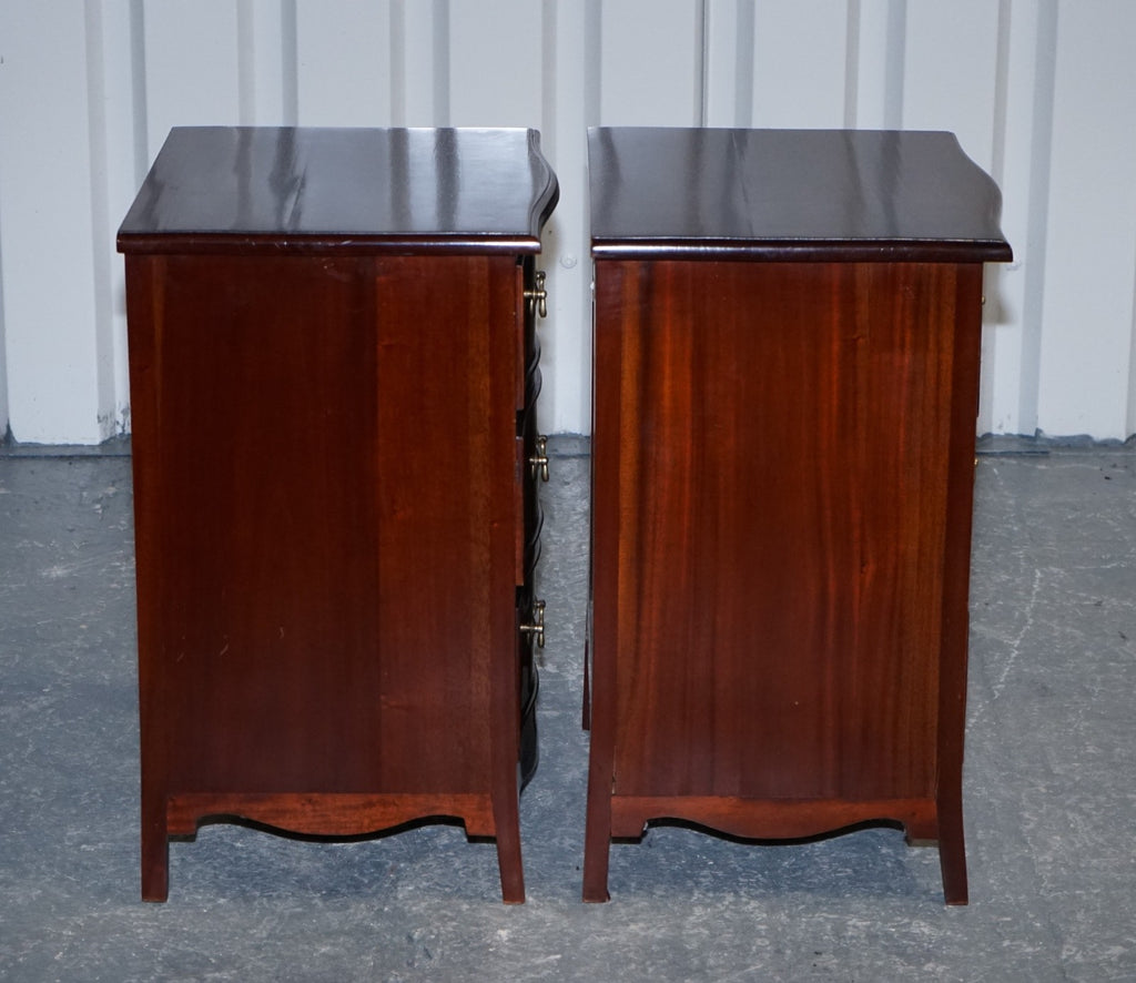 GEORGIAN REVIVAL STYLE SERPENTINE NIGHTSTANDS BEDSIDES BY BRIGHTS OF NETTLEBED