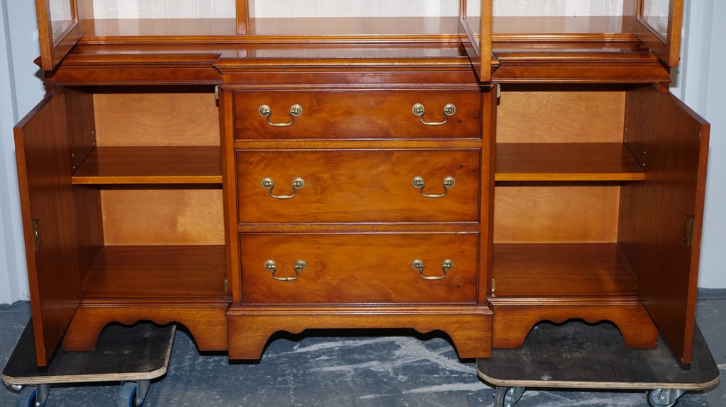 VINTAGE YEW WOOD DISPLAY CABINET MADE BY BRADLEY ENGLAND