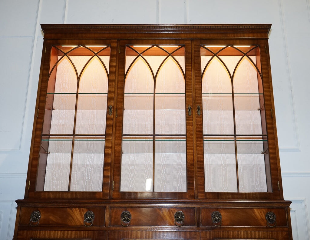 BEVAN FUNNEL GEORGIAN STYLE DISPLAY CABINET BOOKCASE GLASS SHELVES AND LIGHTS