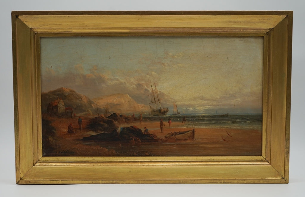 ANTIQUE 1868 SIGNED AND DATED VICTORIAN COASTAL OIL PAINTING BY JAMES WEBB