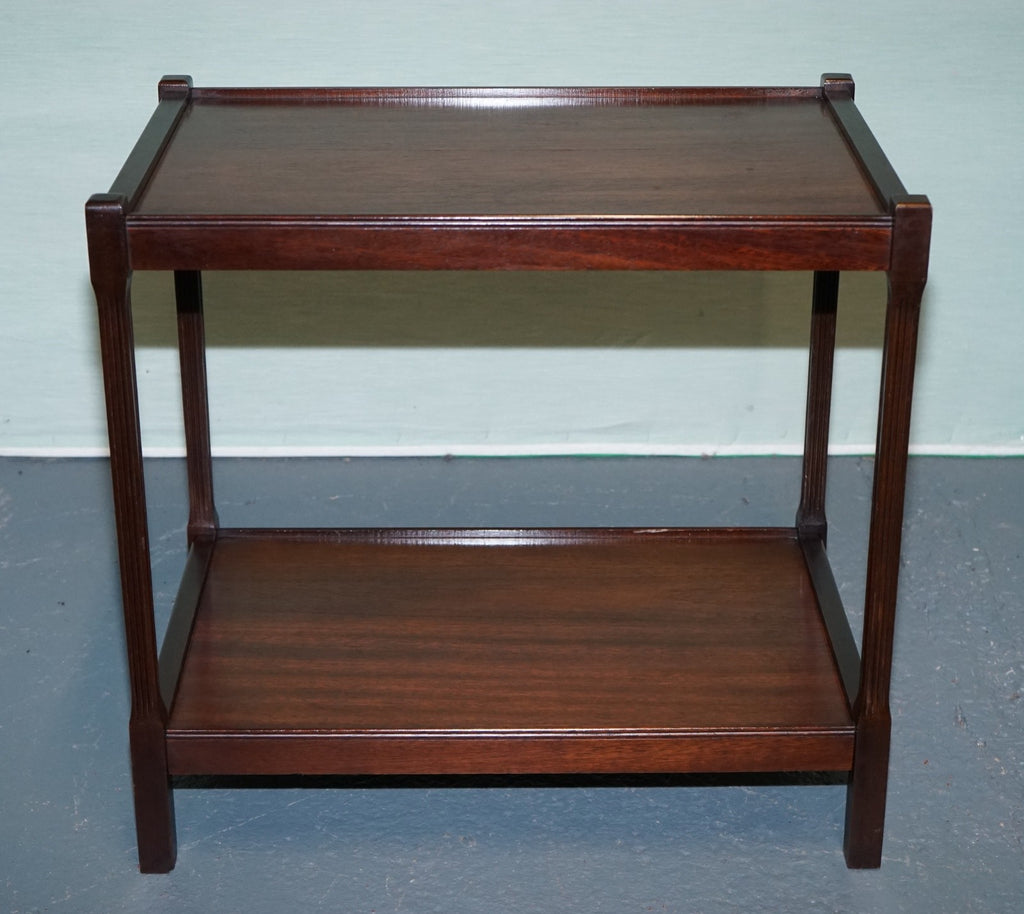 VINTAGE MID CENTURY HARDWOOD TWO TIER SIDE TABLE OCASSIONAL TABLE