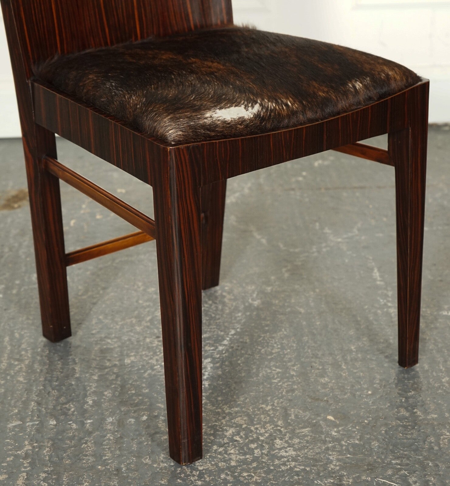 ART DECO STYLE THEODORE ALEXANDER OFFICE SIDE CHAIR WITH PONY HIDE SEAT