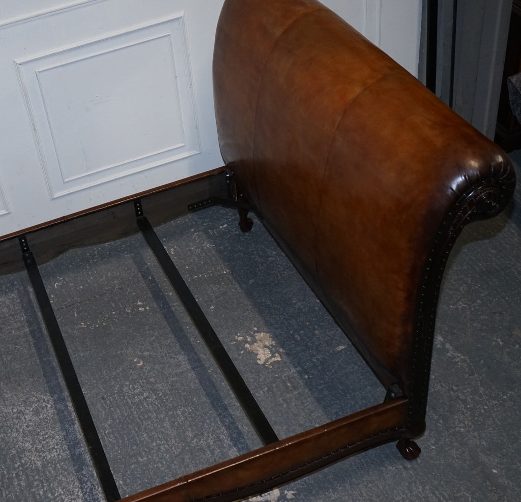KINGSIZE HAND DYED LEATHER BONAPARTE CARVED BED AND SO TO BED RRP £14,000