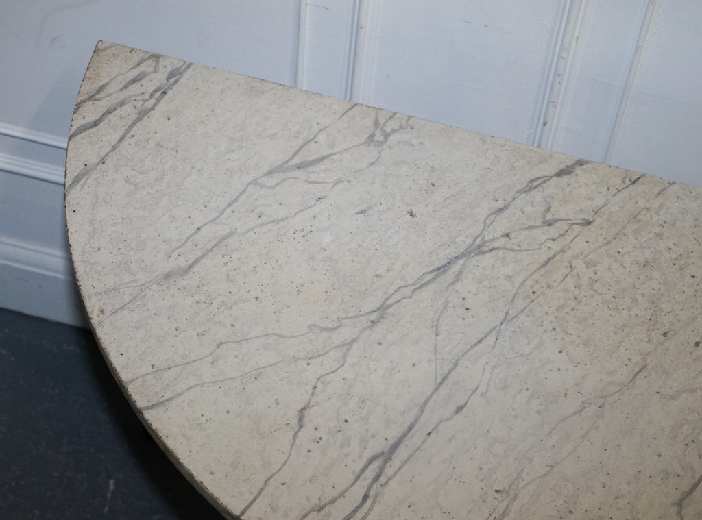 ENGLISH GEORGIAN HAND PAINTED PAIR OF DEMI LUNE SIDE CONSOLE TABLE MARBLE EFFECT