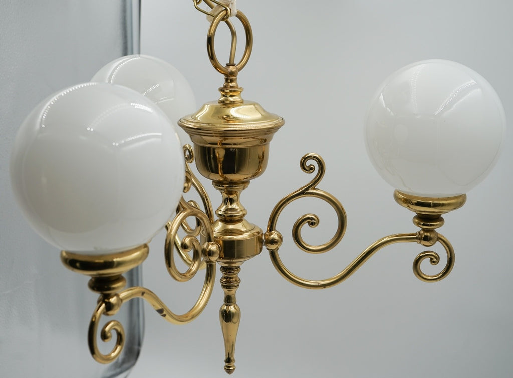VINTAGE ART DECO STYLE CEILING CHANDELIER THREE ARM PENDANT (1/2)