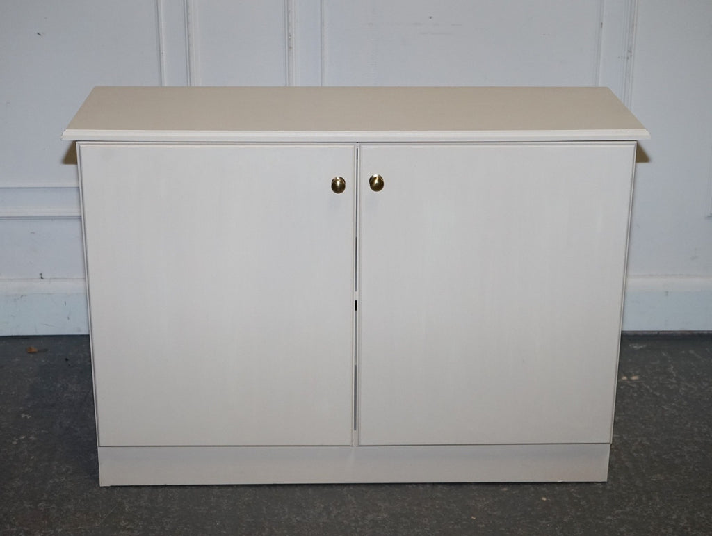 MINIMALIST PAINTED WHITE CUPBOARD WITH BRASS KNOBS MATCHING TABLES AVAILABLE
