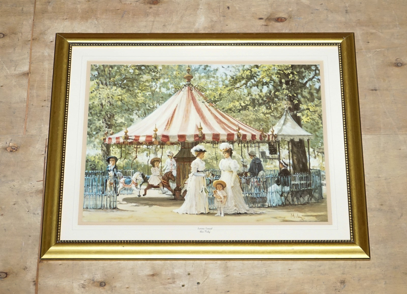 VINTAGE VICTORIAN STYLE PRINT ''SUMMER CAROUSEL'' BY ALAN MALEY 64 X 79 CM