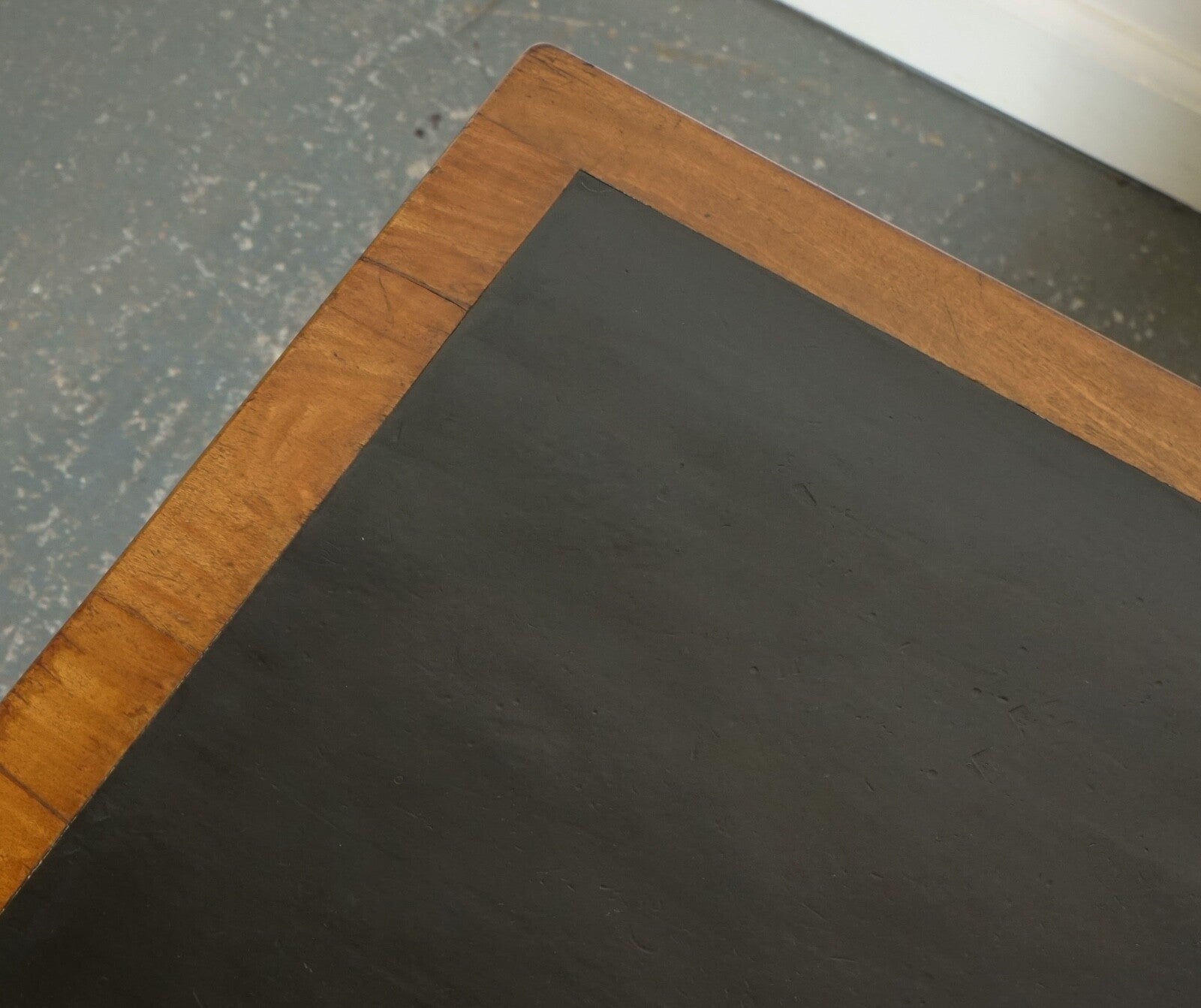 ANTIQUE HUGE DISTRESSED PARTNERS DESK WITH NAVY BLUE LEATHER TOP J1