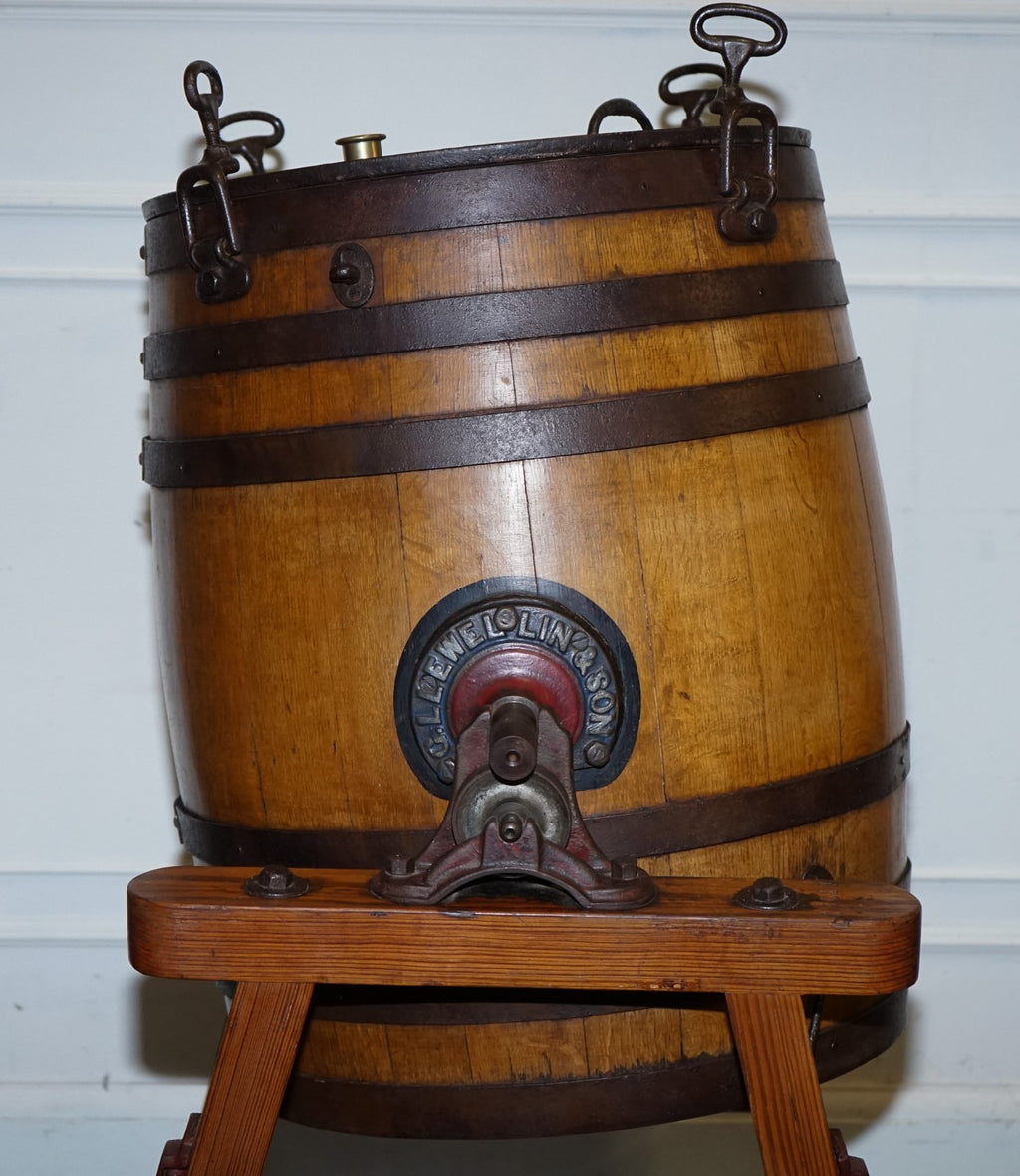 ANTIQUE VICTORIAN CIRCA 1885 ENGLISH G. LLEWELLIN & SONS BUTTER CHURN