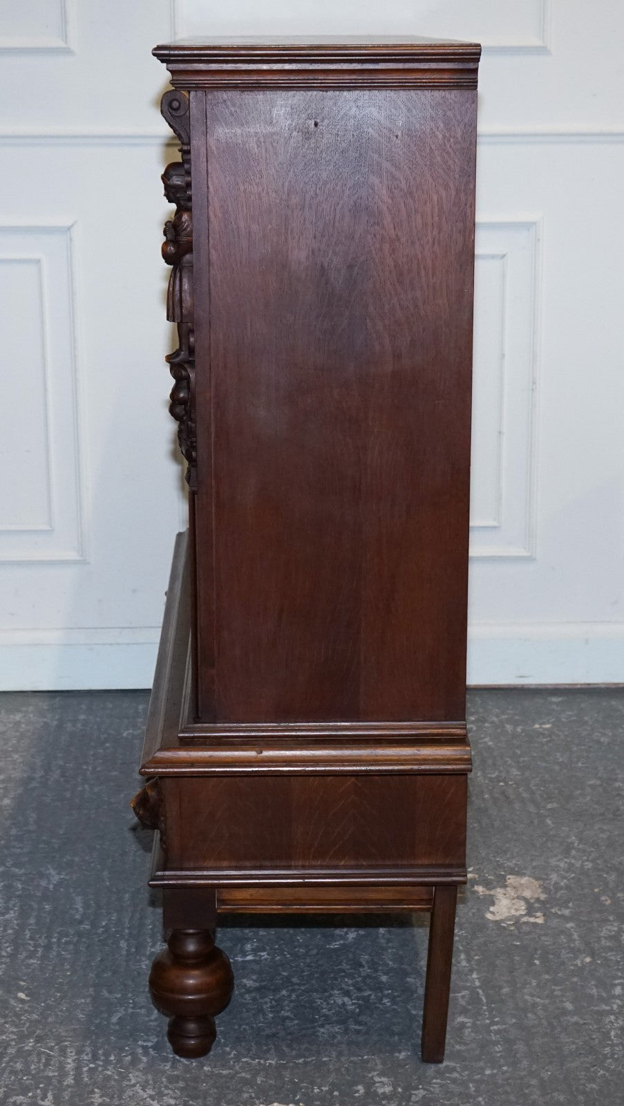 19TH CENTURY RENAISSANCE STYLE FRENCH CARVED WALNUT CABINET WITH SHELVES