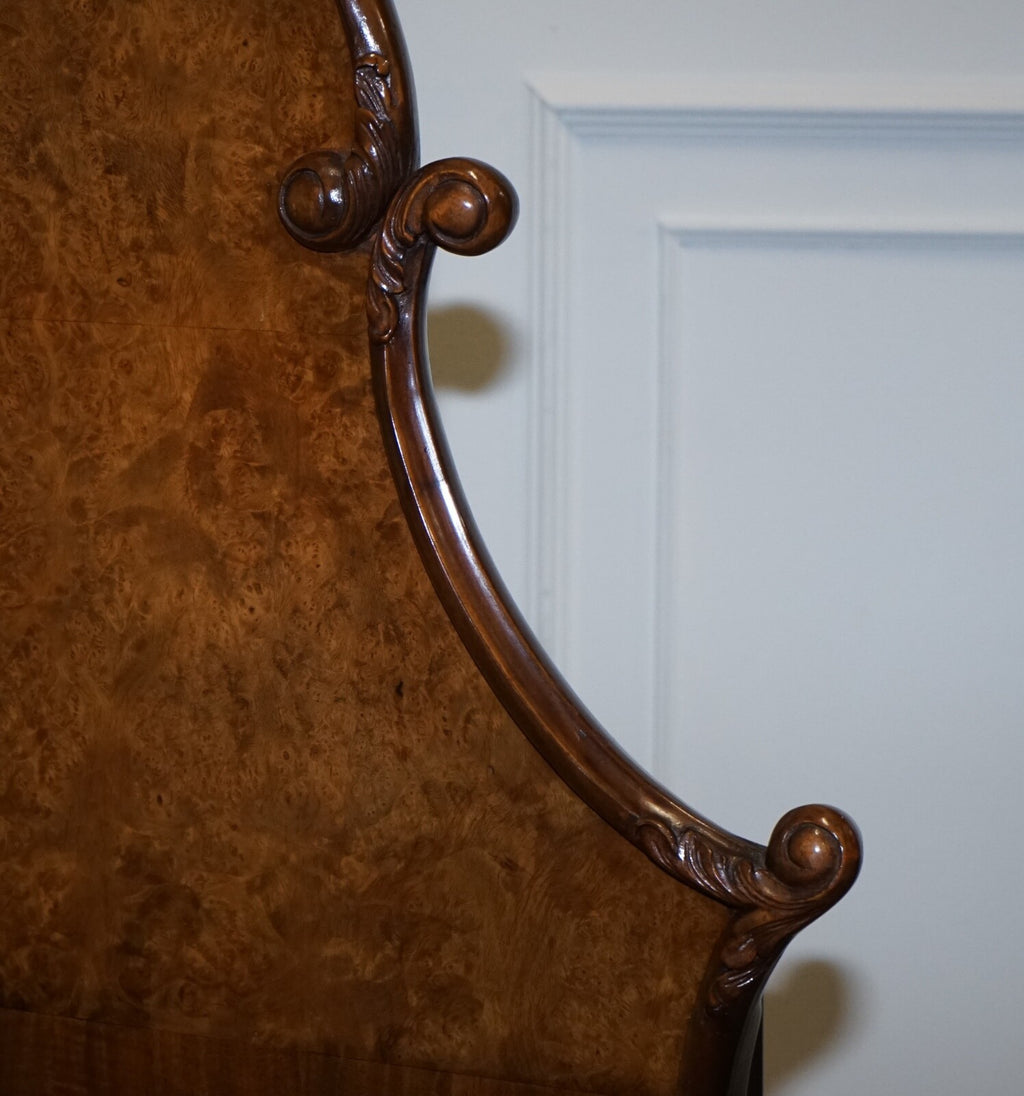 1930 ART DECO BURR WALNUT ENGLISH MADE VONO BEDSTEAD FRAME QUEEN ANNE LEGS 2/2