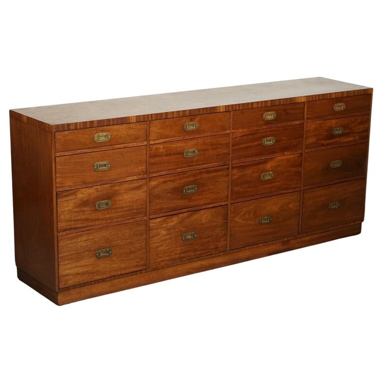 RARE ANTIQUE MILITARY CAMPAIGN MERCHANTS COUNTER SIDEBOARD GRADUATED DRAWERS