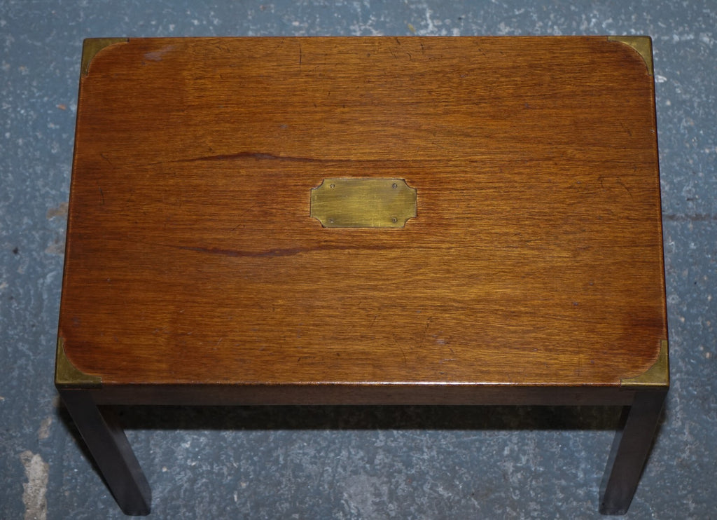 VINTAGE LONDON HARRODS KENNEDY MILITARY CAMPAIGN NEST OF TWO TABLES BRASS DETAIL