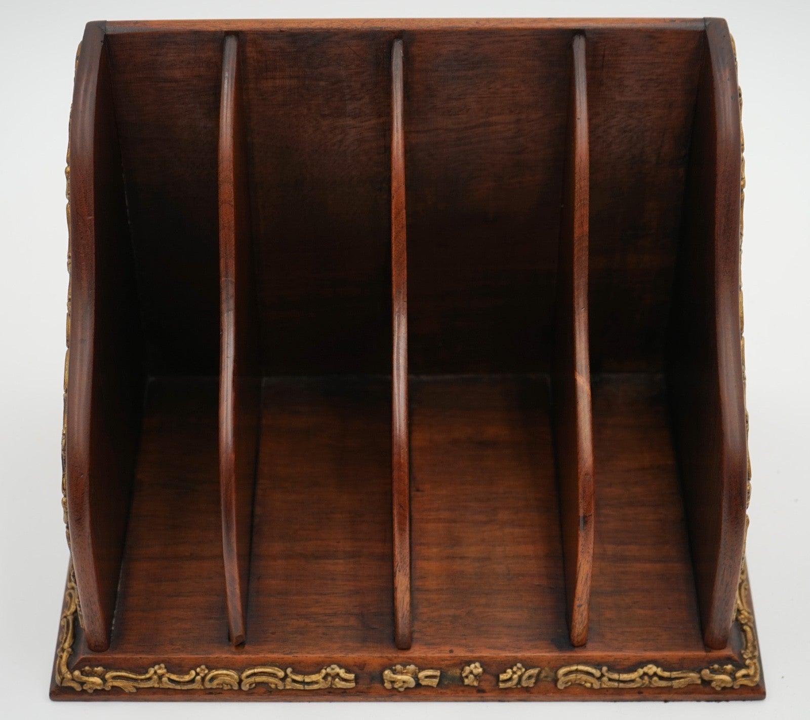 ANTIQUE ENGLISH WOODEN GILTED DESK CLERKS LETTER RACK ORGANISER