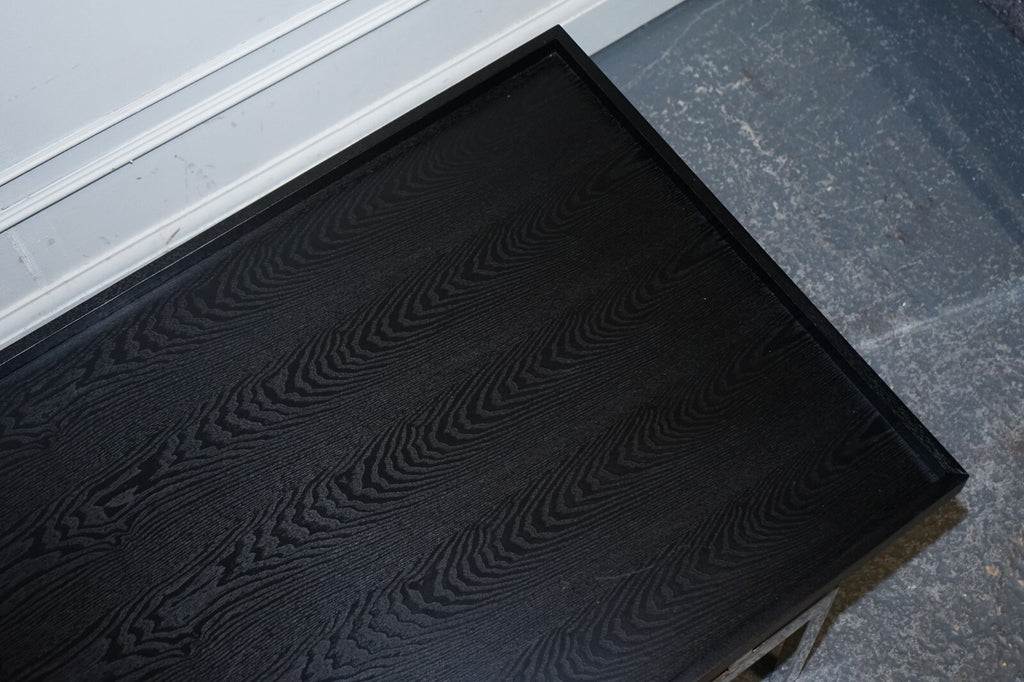 CASA PADRINO ART DECO STYLE BLACK TOP AND STAINLESS STEEL COFFEE TABLE