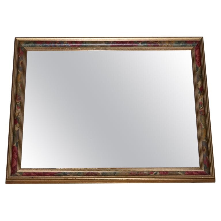 LOVELY VINTAGE GOLD BEVELLED MIRROR WITH FLORAL DETAILING ON THE FRAME