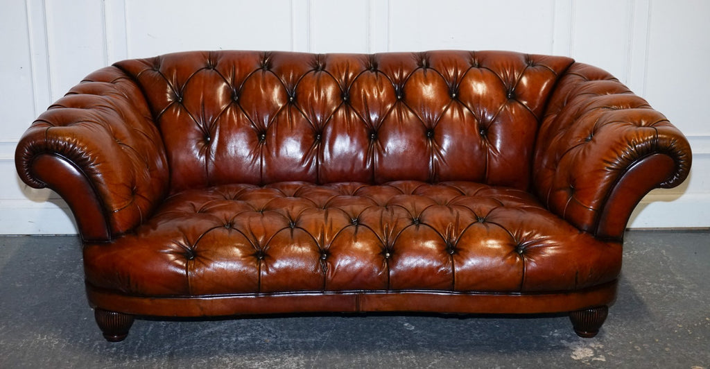 RESTORED HAND DYED LEATHER 2.5 SEATER CHESTERFIELD TETRAD OSCAR SOFA