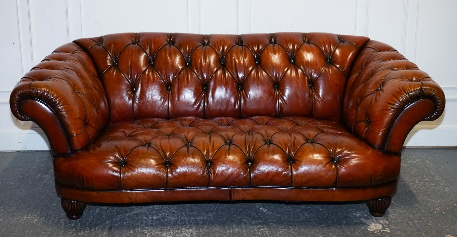 RESTORED HAND DYED LEATHER 2.5 SEATER CHESTERFIELD TETRAD OSCAR SOFA