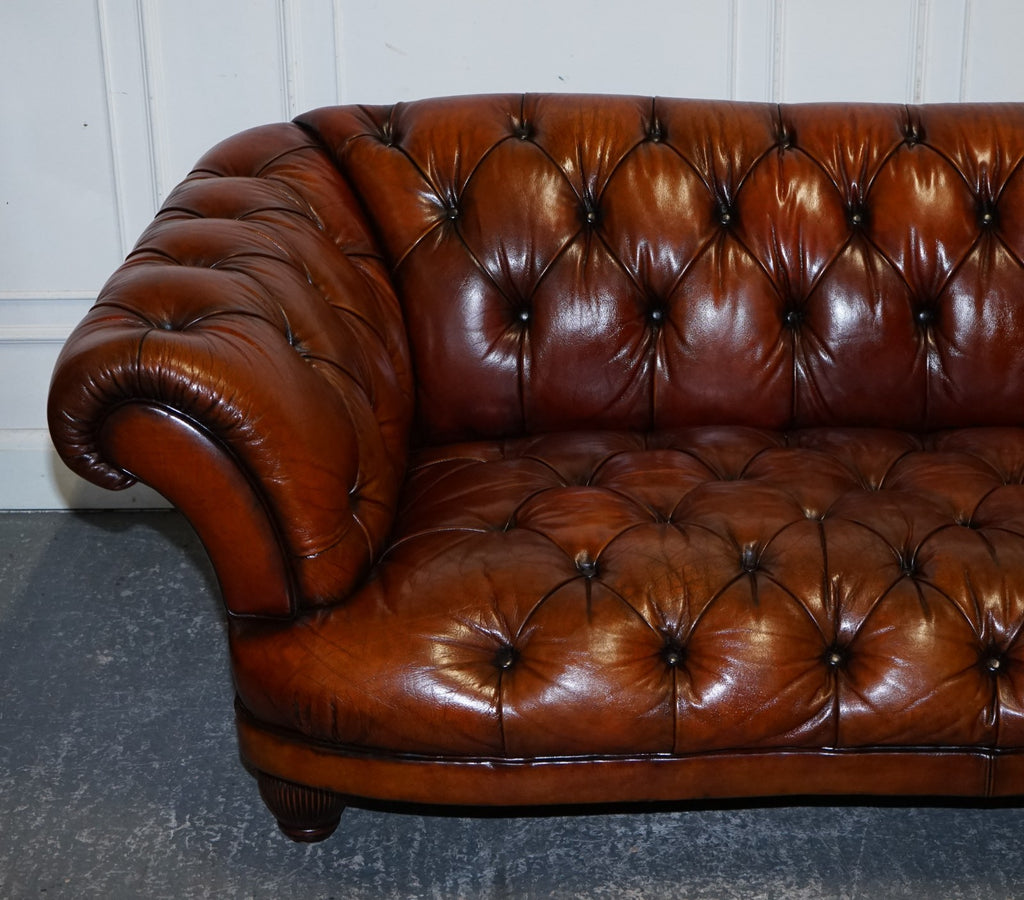 RESTORED HAND DYED LEATHER THREE SEATER CHESTERFIELD TETRAD OSKAR SOFA