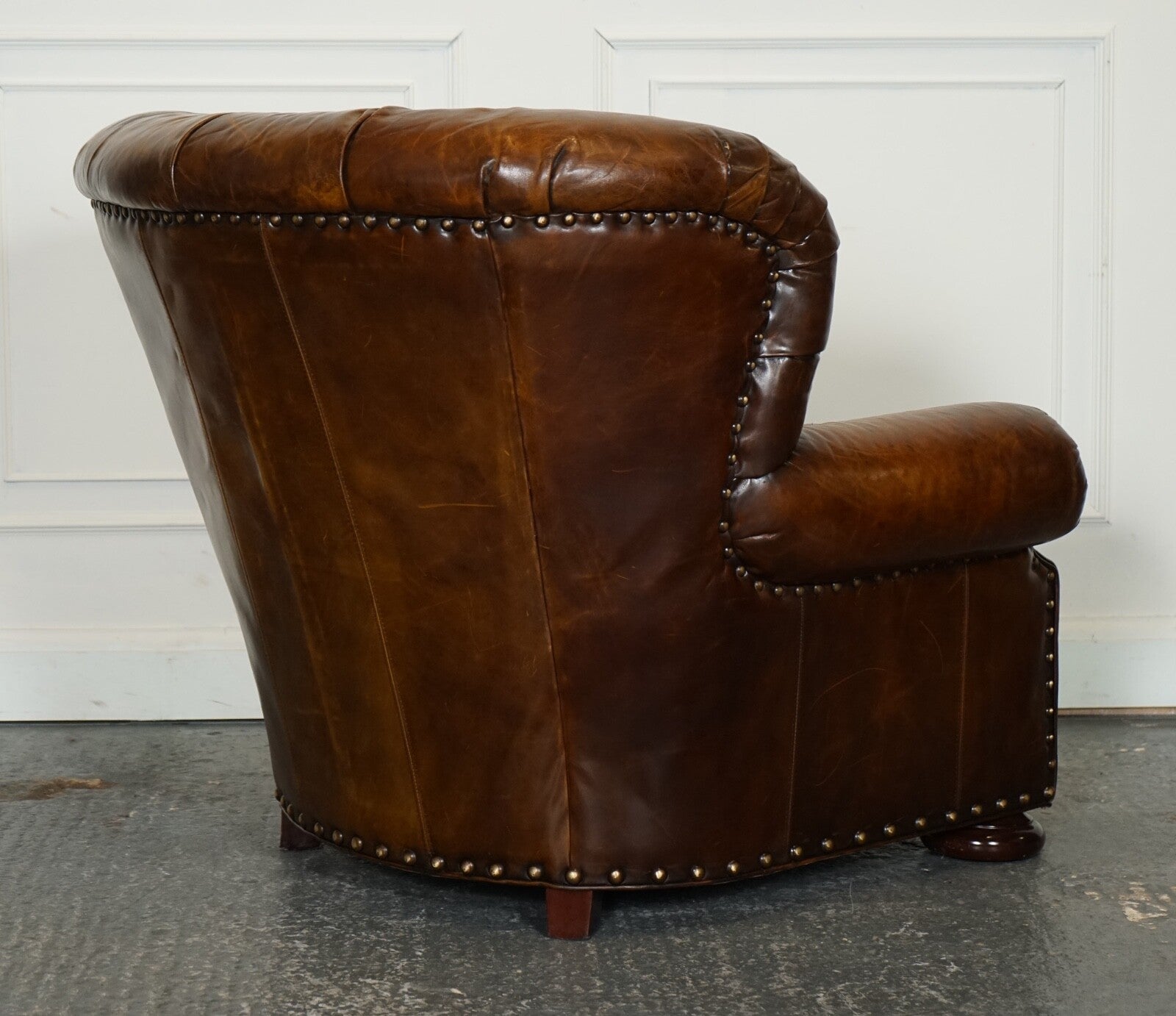 FULLY RESTORED HAND DYED LEATHER WRITERS READING ARMCHAIR WITH FOOTSTOOL