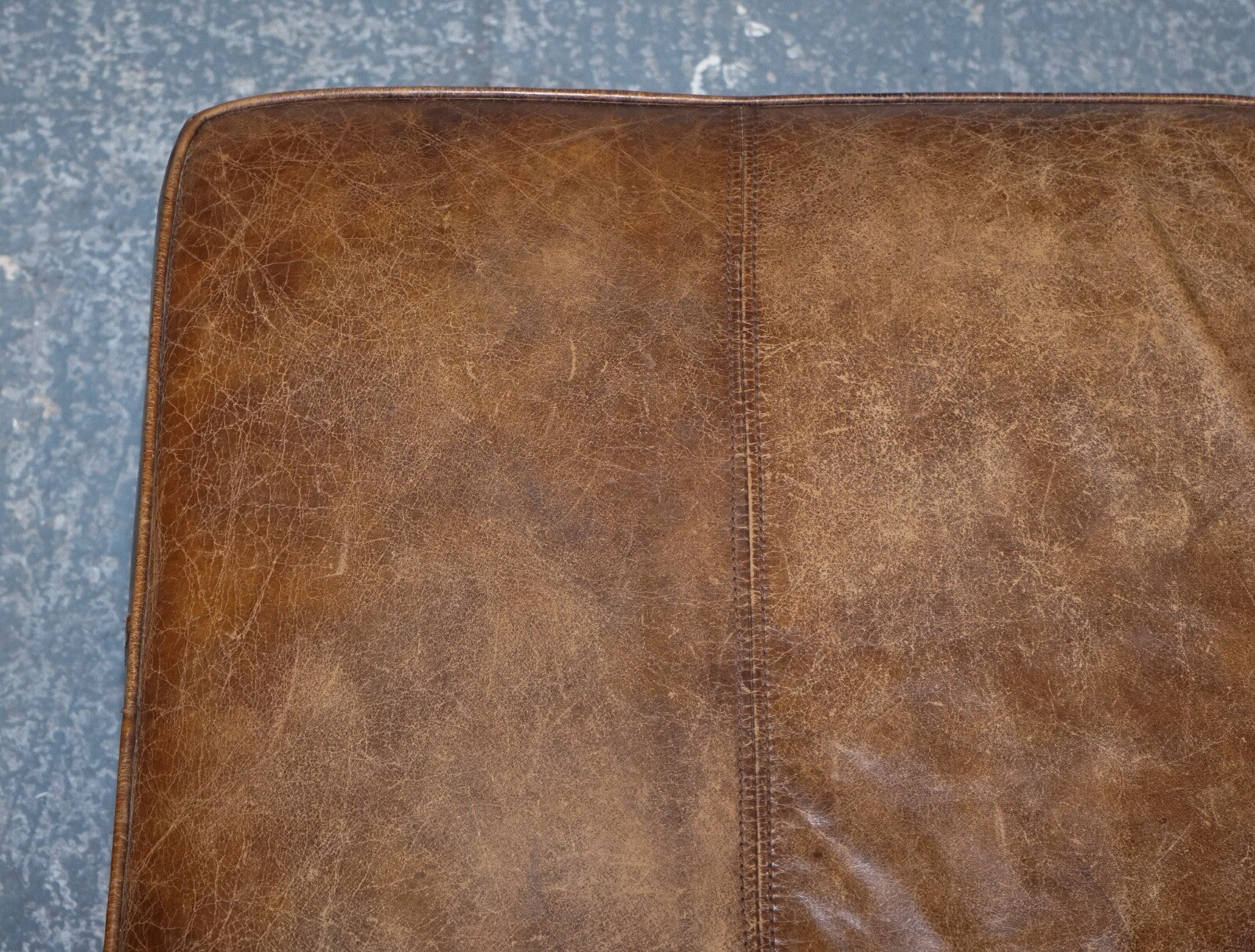 VINTAGE HALO REGGIO GROUCHO BROWN LEATHER OTTOMAN FOOTSTOOL WITH STORAGE SPACE