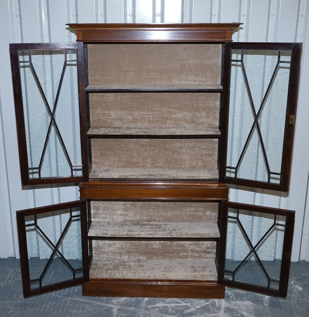 ENGLISH 19TH CENTRY GLAZED DISPLAY CURIO CABINET WITH FIXED SHELVES