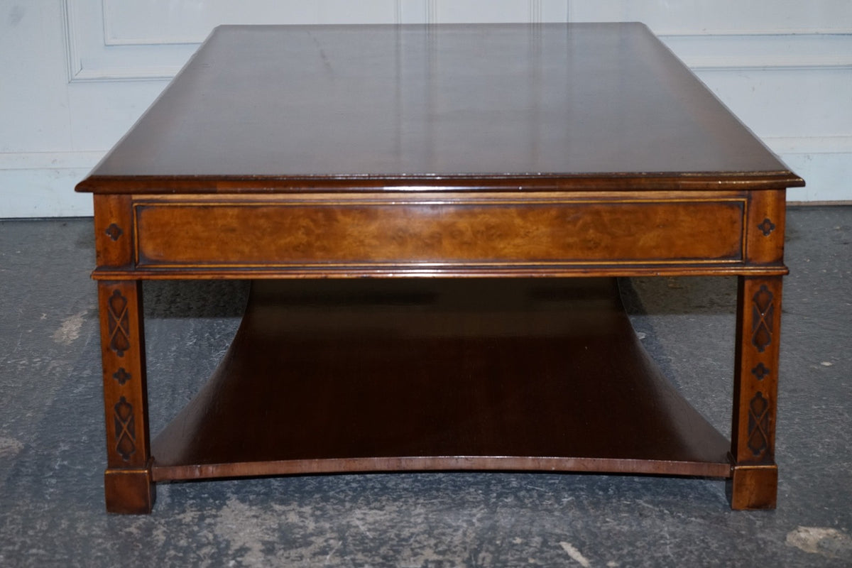 LARGE GEORGIAN STYLE BURR WALNUT COFFEE TABLE BY BRIGHTS OF NETTLEBED LONDON