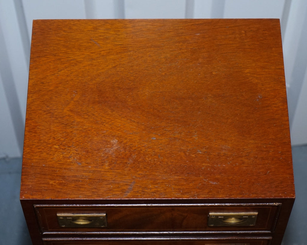 MILITARY CAMPAIGN STYLE TALLBOY TALL  CHEST OF DRAWERS BRASS HANDLES