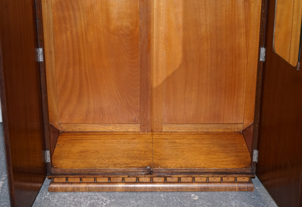STUNNING ART DECO 1920 LARGE BURR WALNUT TWO DOOR WARDROBE OR AMOIRE