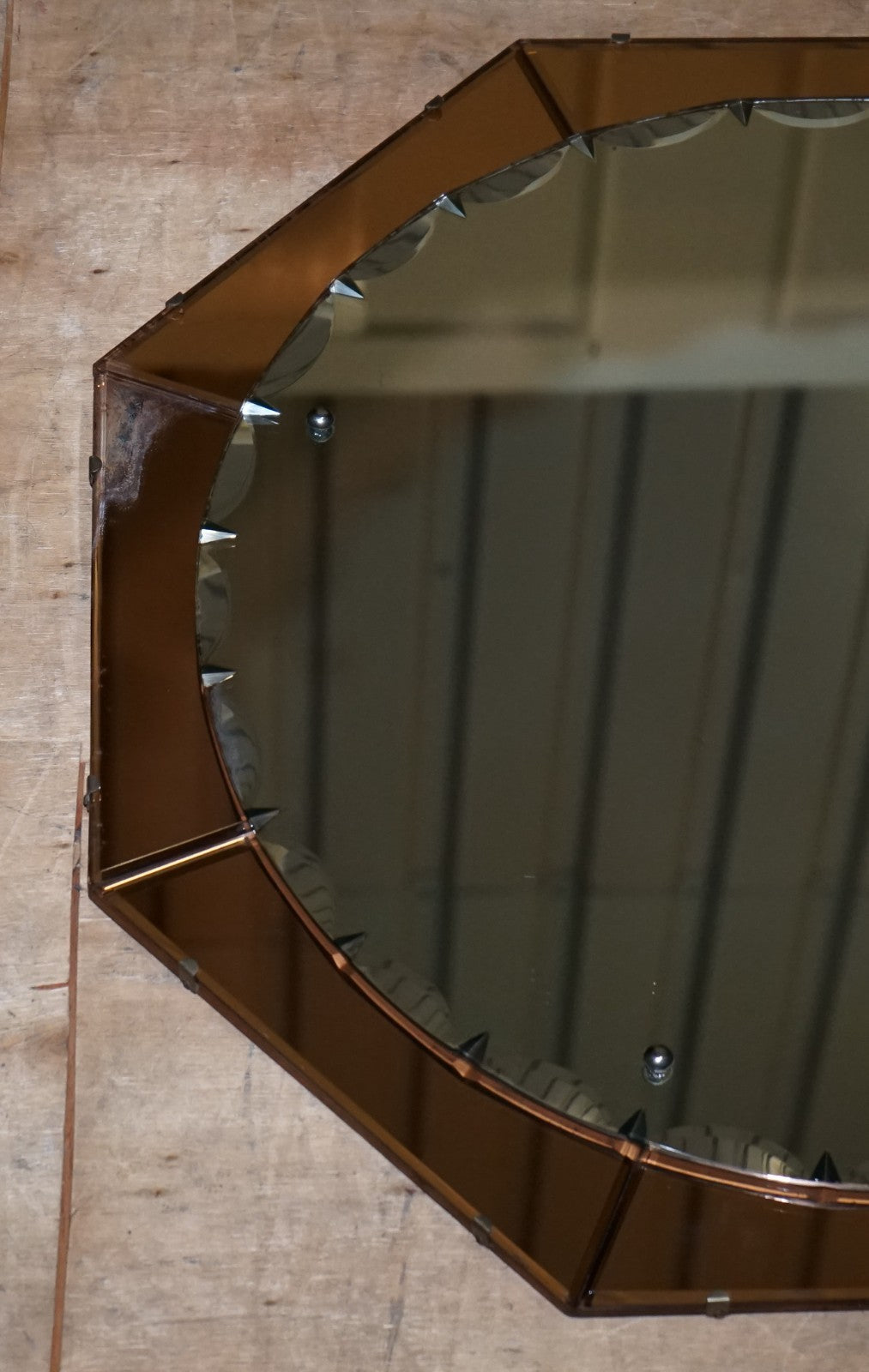 STUNNING LARGE FRENCH ART DECO 1920'S PEACH COLOURED WALL MIRROR