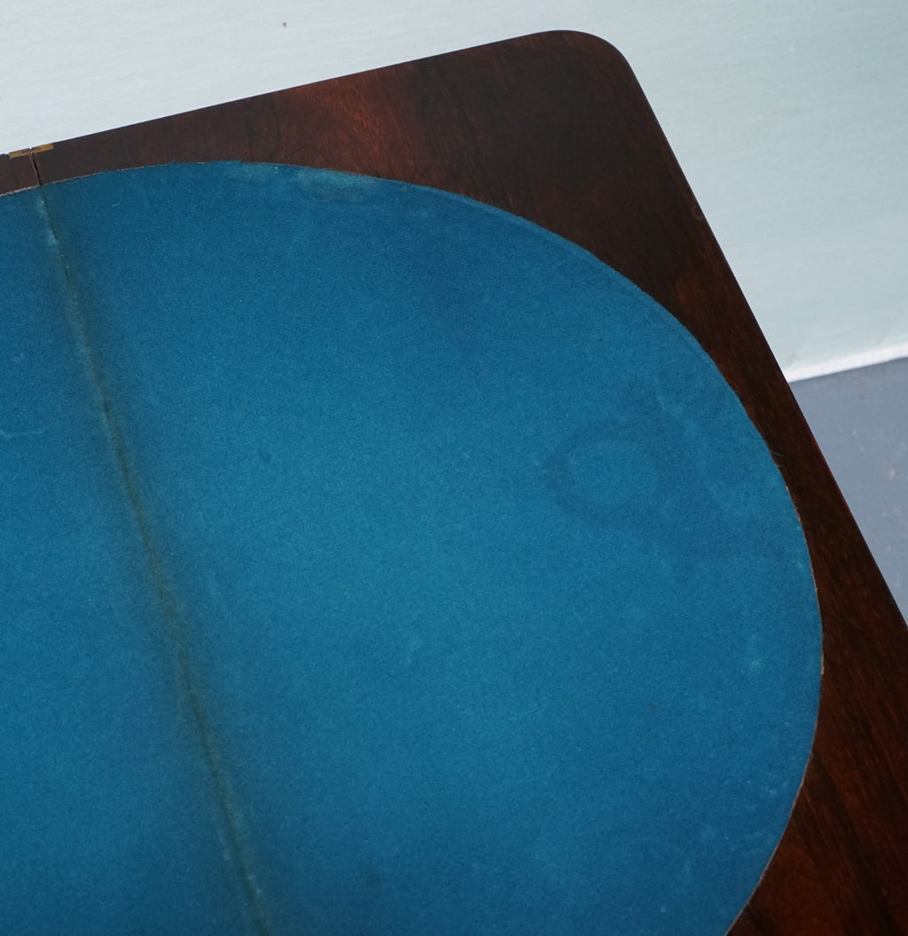 ANTIQUE 1830s WILLIAM IV FOLDING PEDESTAL CARD GAME TABLE CARVED PAW BASE