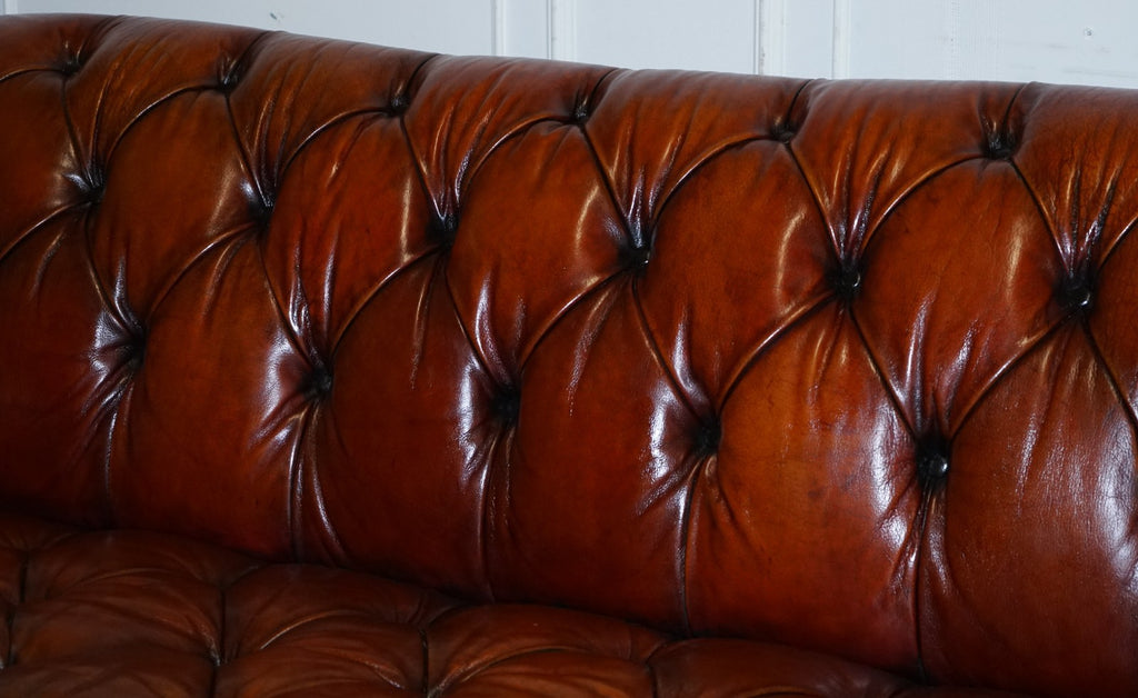 RESTORED HAND DYED LEATHER THREE SEATER CHESTERFIELD TETRAD OSKAR SOFA