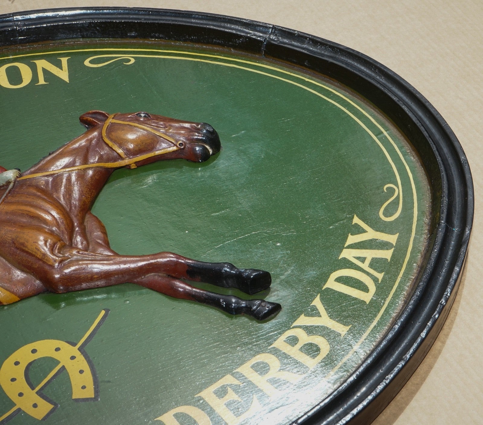 ORIGINAL 1960'S COUNTRY CORNER PUB SIGN PERSIMMON 1896 DERBY DAY SOLID WOOD