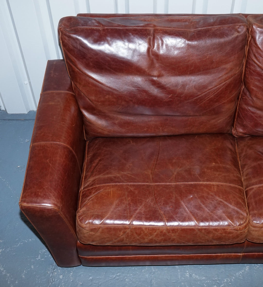 VINTAGE BROWN LEATHER TWO TO THREE SEATER SOFA