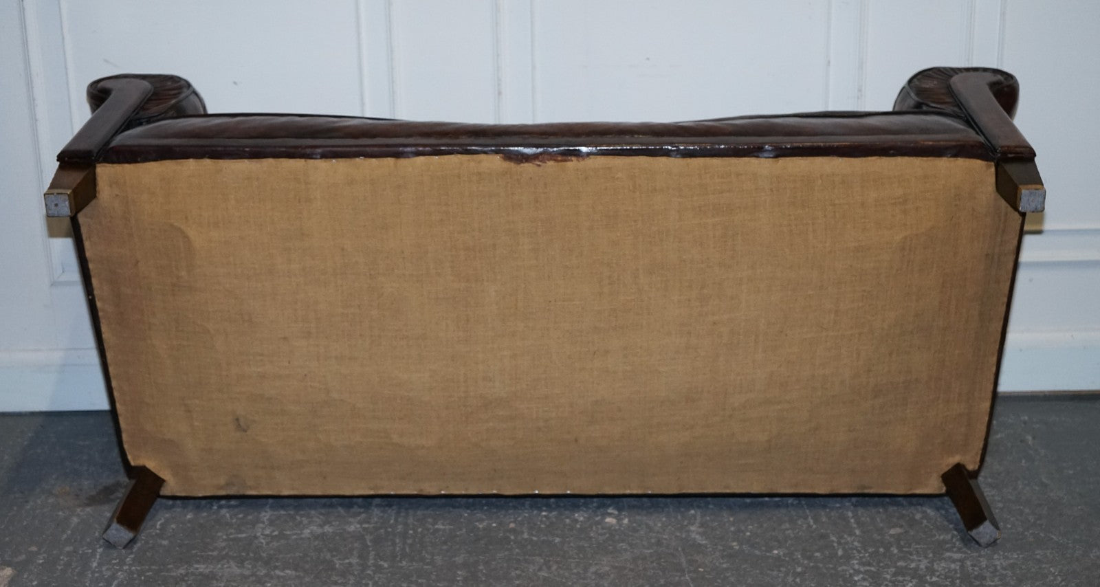 ANTIQUE SWEDISH CHESTERFIELD HAND DYED LEATHER FULLY COIL SPRUNG THREE SEAT SOFA