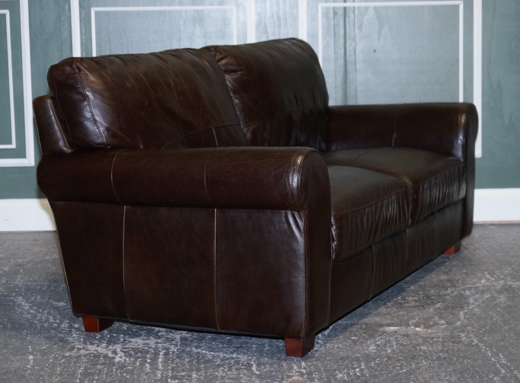 VINTAGE CHOCOLATE BROWN TWO TO THREE SEATER SOFA