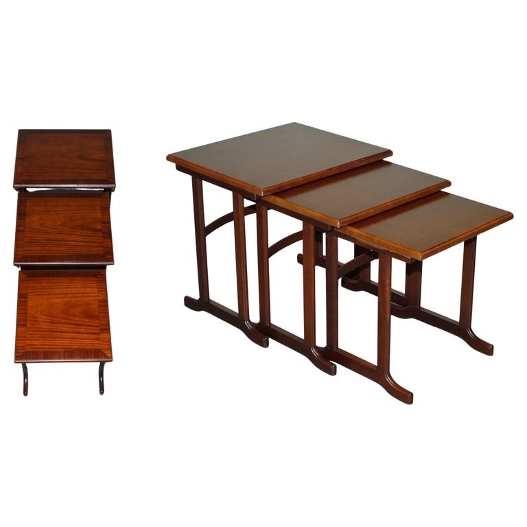 VINTAGE MiD CENTURY HARDWOOD NEST OF THREE TABLES