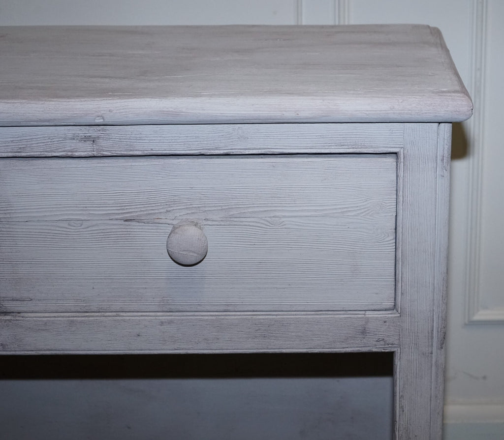 ANTIQUE HAND PAINTED ENGLISH PINE FARMHOUSE SIDEBOARD WITH THREE DRAWERS