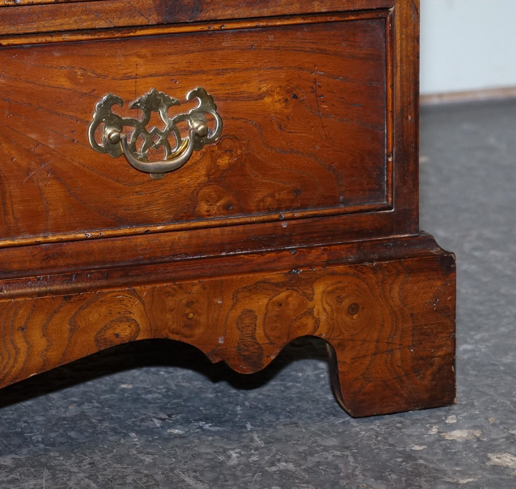 ELEGANT VINTAGE BURL ELM ALL OVER CHEST OF DRAWERS COMMODE BRASS HANDLES