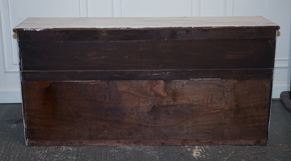 ANTIQUE HAND PAINTED ENGLISH PINE FARMHOUSE SIDEBOARD WITH THREE DRAWERS