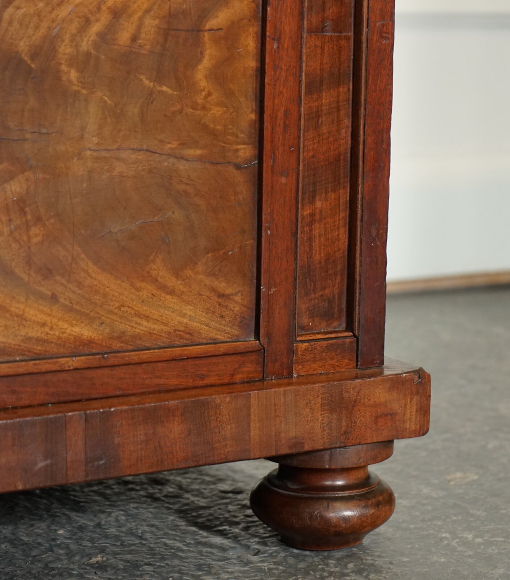 ANTIQUE DRESSER BOOKCASE DISPLAY CABINET ON CHEST OF DRAWERS BLACK LEATHER TOP