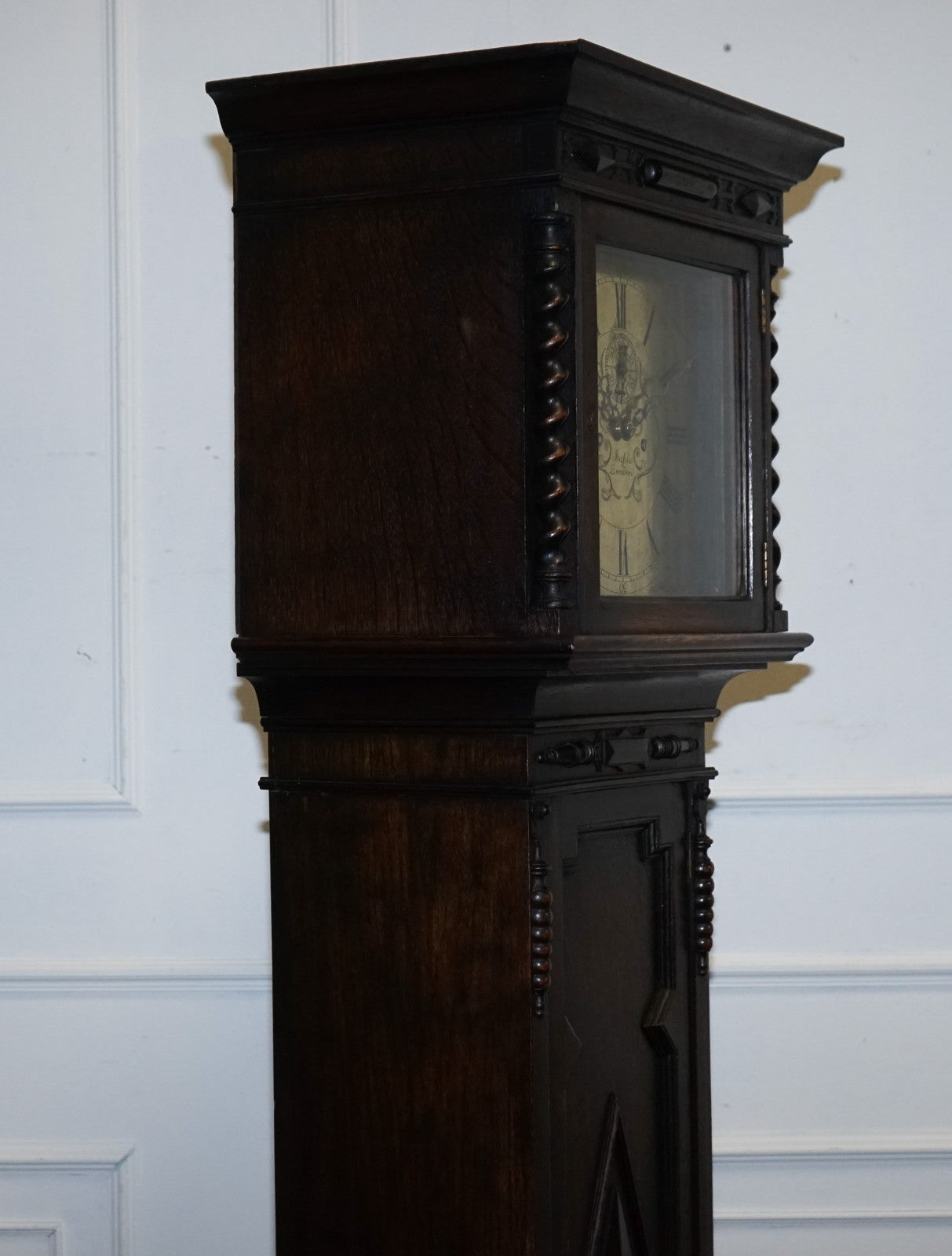 ANTIQUE ENGLISH ARTS & CRAFTS 8 DAY LONGCASE GRANDFATER CLOCK BY MAPLE LONDON