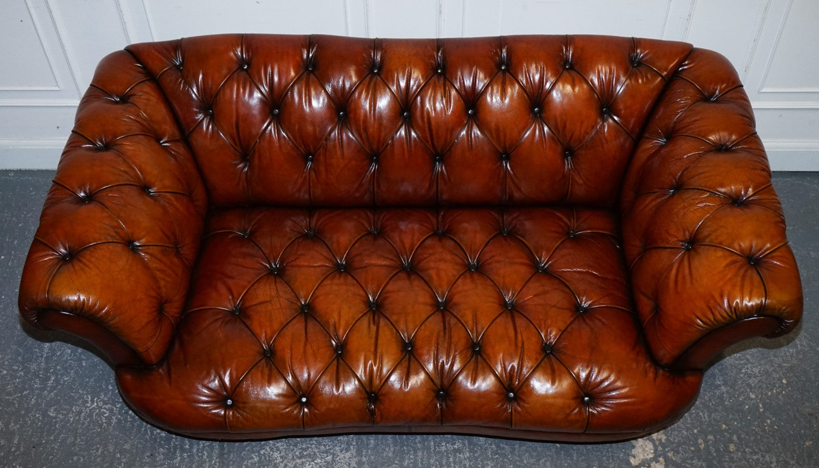 RESTORED HAND DYED LEATHER 2.5 SEATER CHESTERFIELD TETRAD OSCAR SOFA