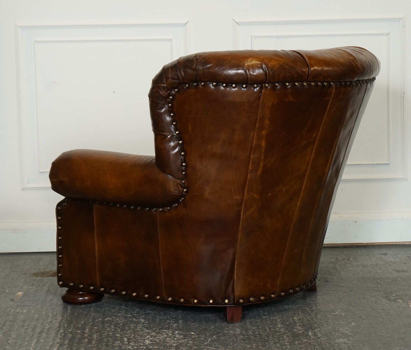 FULLY RESTORED HAND DYED LEATHER WRITERS READING ARMCHAIR WITH FOOTSTOOL